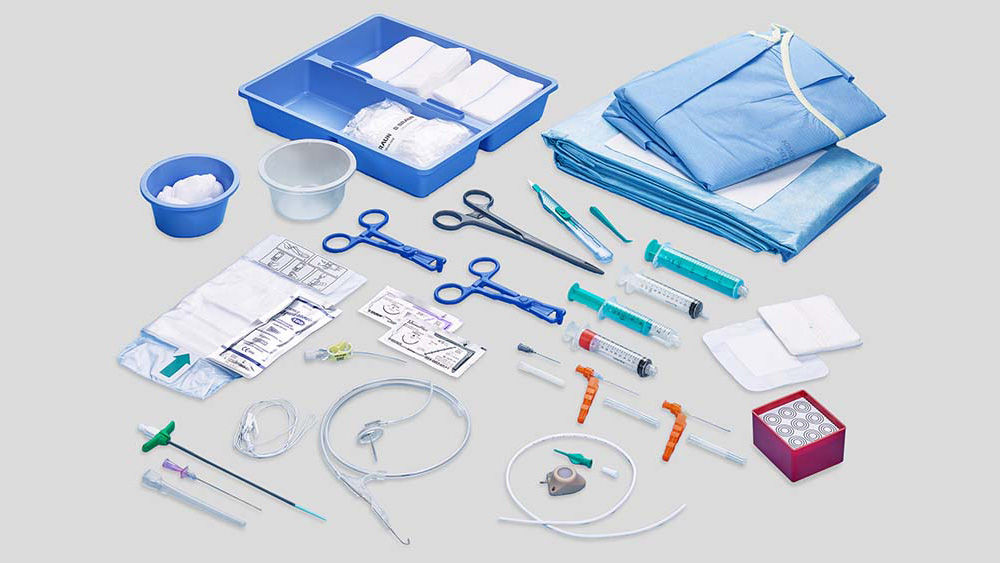 Inhalt der Kits für interventionelle Diagnostik und Gefäßtherapie